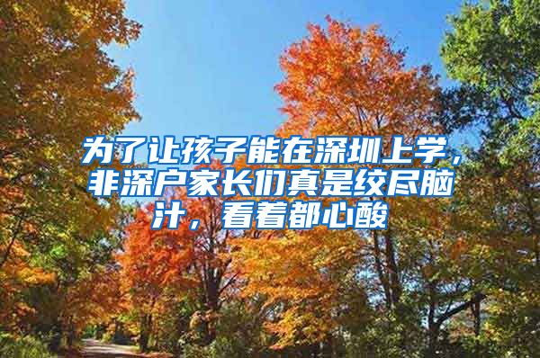 为了让孩子能在深圳上学，非深户家长们真是绞尽脑汁，看着都心酸